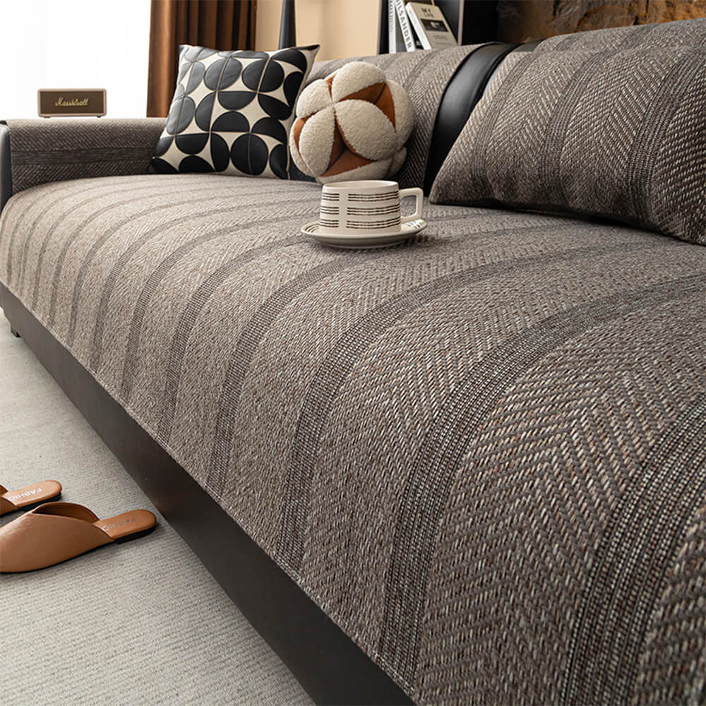 Minimalist Herringbone Sofa Cover | Pustende, kjæledyrvennlig beskyttelse | Skanto