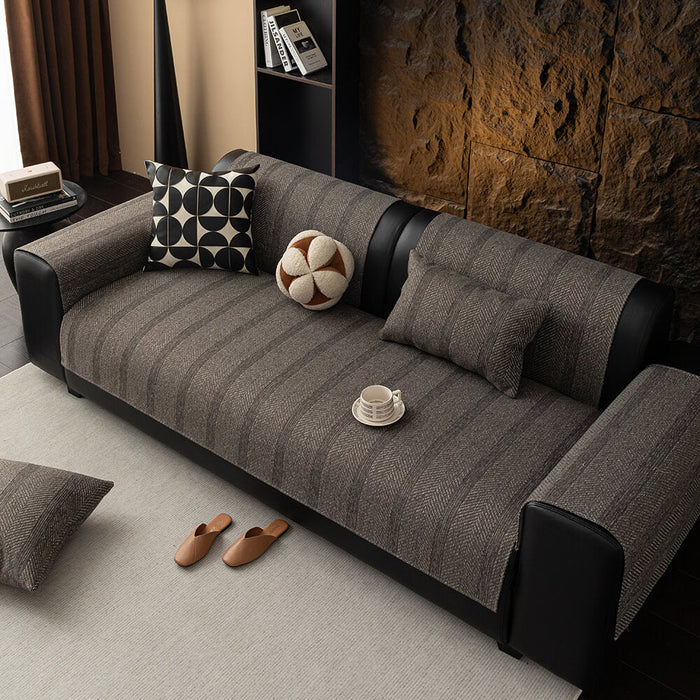 Minimalist Herringbone Sofa Cover | Pustende, kjæledyrvennlig beskyttelse | Skanto