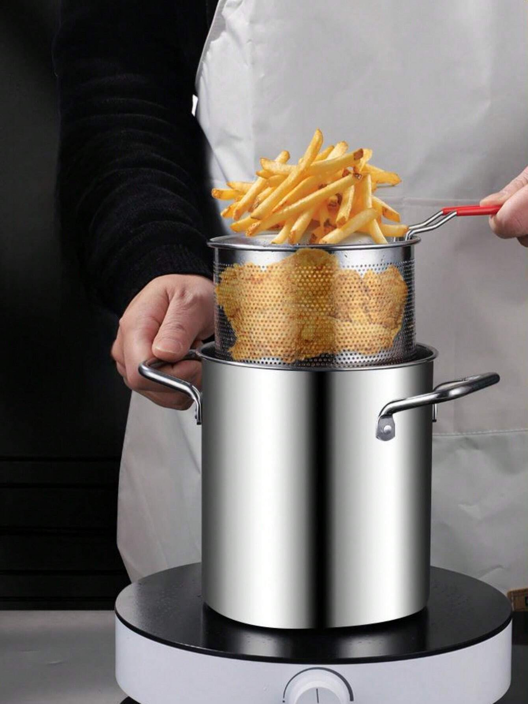 Rustfritt Stål Fritøs | Nyt Krispete Matvarer med Mindre Olje | Bollløft