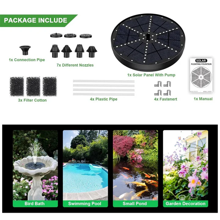 Skanto | Solar Fountain med 60 LED-lamper