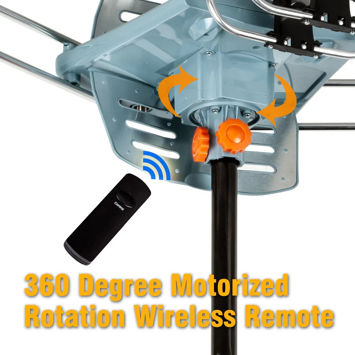 Skanto | Long Range Digital HD TV Antenne med Full 360 Retningsbestemt Motor og Monteringsstang