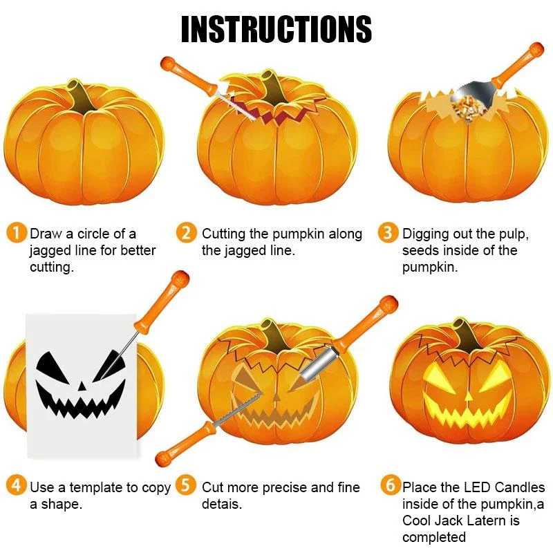 Skanto | Pumpkin Cutting Set Rustfritt Stål Kutteverktøy Sett
