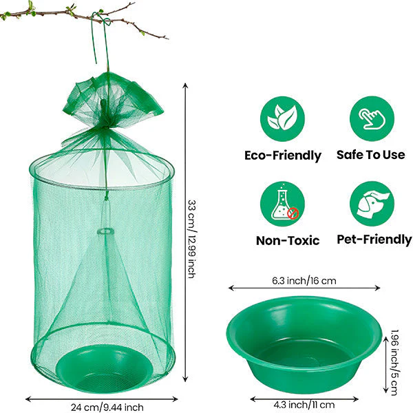 Skanto | Gjenv reusable Fly Trap, Utendørs Hengende Fluefanger, Kjemikaliefri og Vaskbar