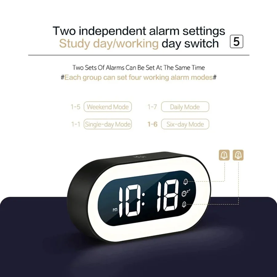 Skanto | Sunrise Mild Lys Vekkerklokke, USB-drevet