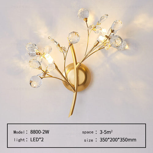 Moderne Blomster Vegglampe laget av Krystall – Elegant Veggbelysning for Oppholdsrom | Skanto