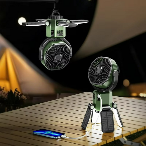Skanto | VenturoX Campingvifte | Bærbar vifte med 4 hastigheter og LED-belysning