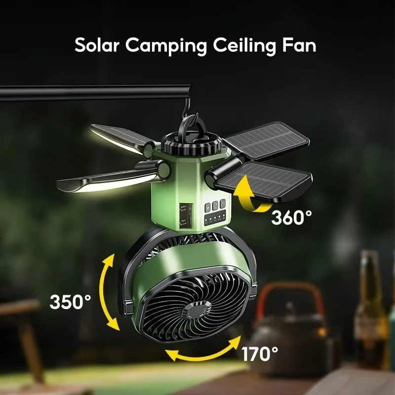 Skanto | VenturoX Campingvifte | Bærbar vifte med 4 hastigheter og LED-belysning