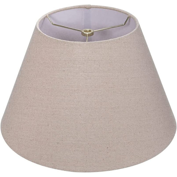 Skanto | Medium lampeskjerm, fat stoff lampeskjerm for bordlampe og gulvlampe, 7x13x7.8 tommer, naturlig ventilert lin, håndlaget, edderkopp (hvit)