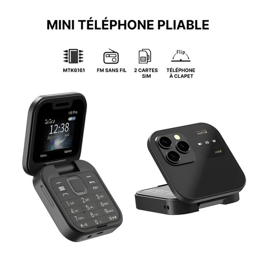 Skanto | Sammenleggbar Flip-Telefon Dual SIM | 1,77" Skjerm | 1000 mAh | Micro USB