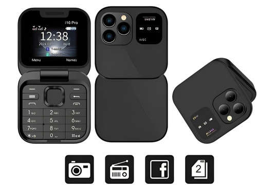 Skanto | Sammenleggbar Flip-Telefon Dual SIM | 1,77" Skjerm | 1000 mAh | Micro USB