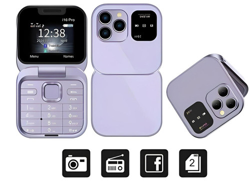 Skanto | Sammenleggbar Flip-Telefon Dual SIM | 1,77" Skjerm | 1000 mAh | Micro USB