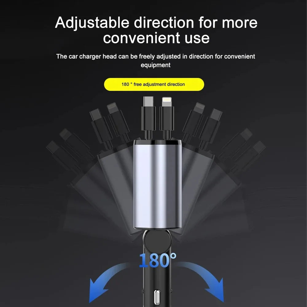 Foldbar bil-lader med USB-C og USB-A – 120W hurtiglading | Skanto