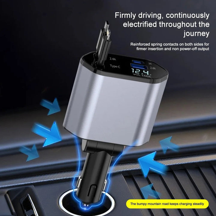 Foldbar bil-lader med USB-C og USB-A – 120W hurtiglading | Skanto