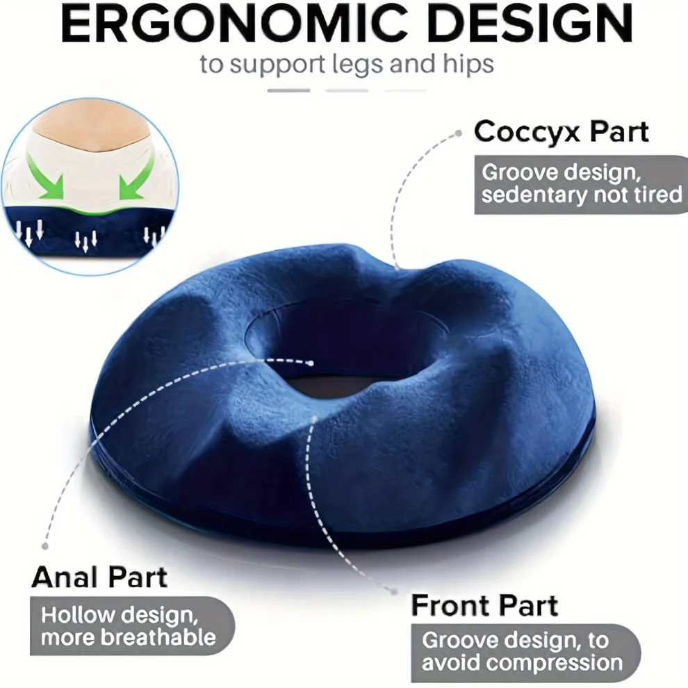Skanto | Ergonomisk Minne Skum Donut Pute for Halebeinsstøtte