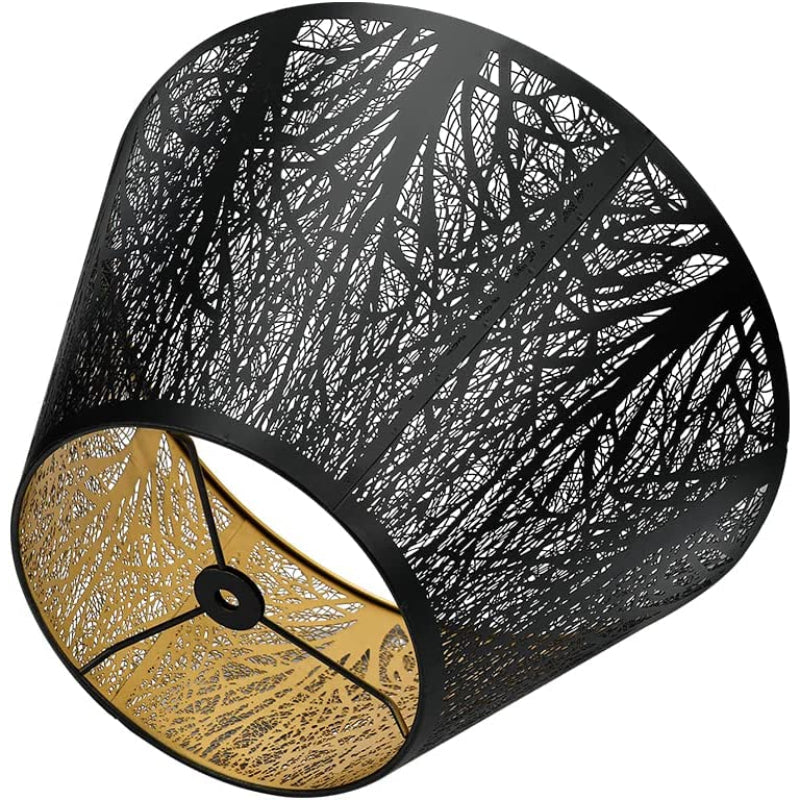 Skanto | Medium lampeskjerm, fat stoff lampeskjerm for bordlampe og gulvlampe, 7x13x7.8 tommer, naturlig ventilert lin, håndlaget, edderkopp (hvit)