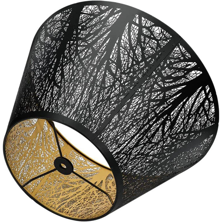 Skanto | Medium lampeskjerm, fat stoff lampeskjerm for bordlampe og gulvlampe, 7x13x7.8 tommer, naturlig ventilert lin, håndlaget, edderkopp (hvit)