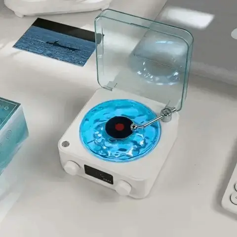 Skanto | Vintage platespiller-inspirert LED-lampe med Bluetooth & hvit støy