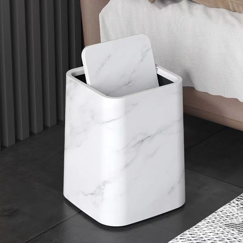 Marmorsøppelbøtte | Elegant svinglokk | Skanto