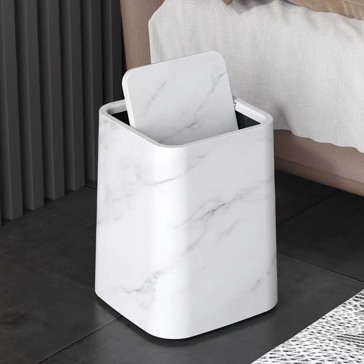 Marmorsøppelbøtte | Elegant svinglokk | Skanto