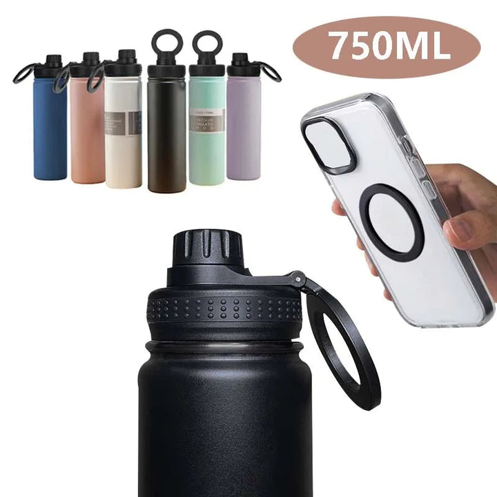 Skanto | Isolert Rustfritt Stål Vannflaske med Telefonholder – 750ml