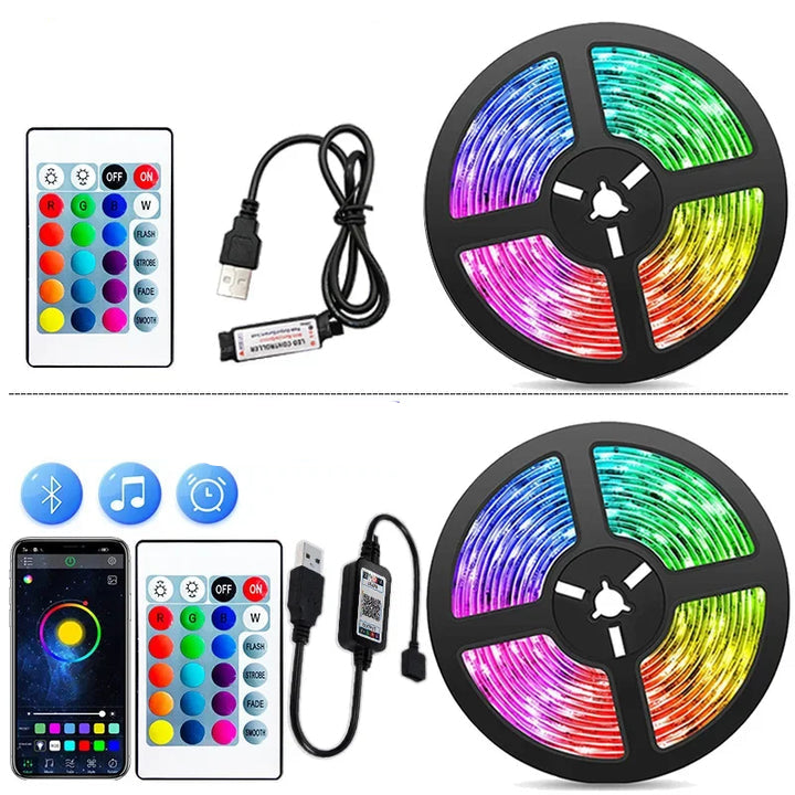 Skanto | RGB LED-bånd med USB-tilkobling - Fargeforandrende lys for omgivelses- og TV-belysning