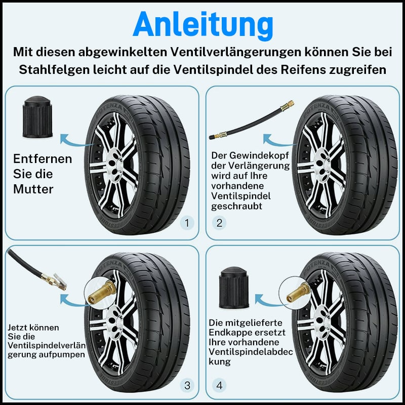 Fleksible dekkventilforlengelser | Universell passform, uanstrengt tilgang | Skanto
