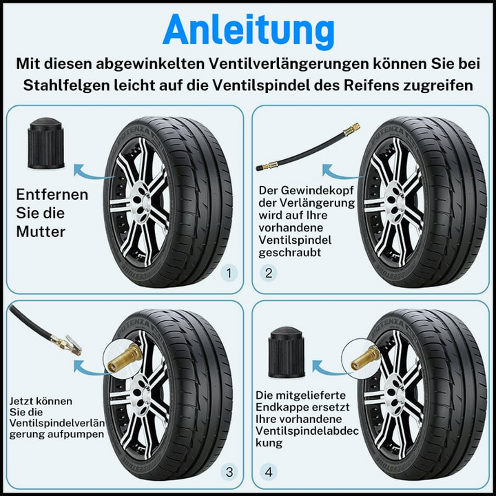 Fleksible dekkventilforlengelser | Universell passform, uanstrengt tilgang | Skanto