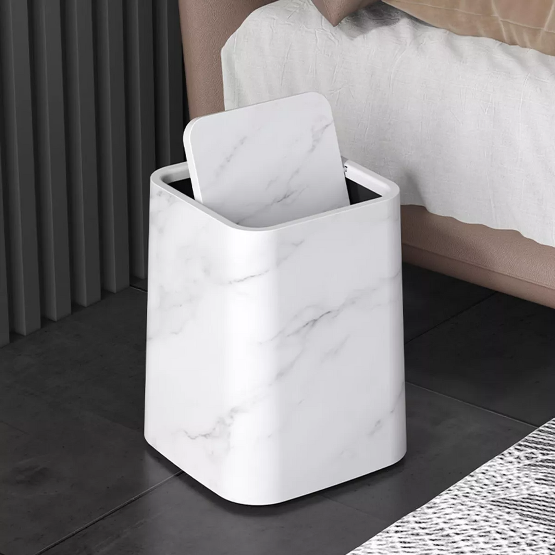 Marmorsøppelbøtte | Elegant svinglokk | Skanto