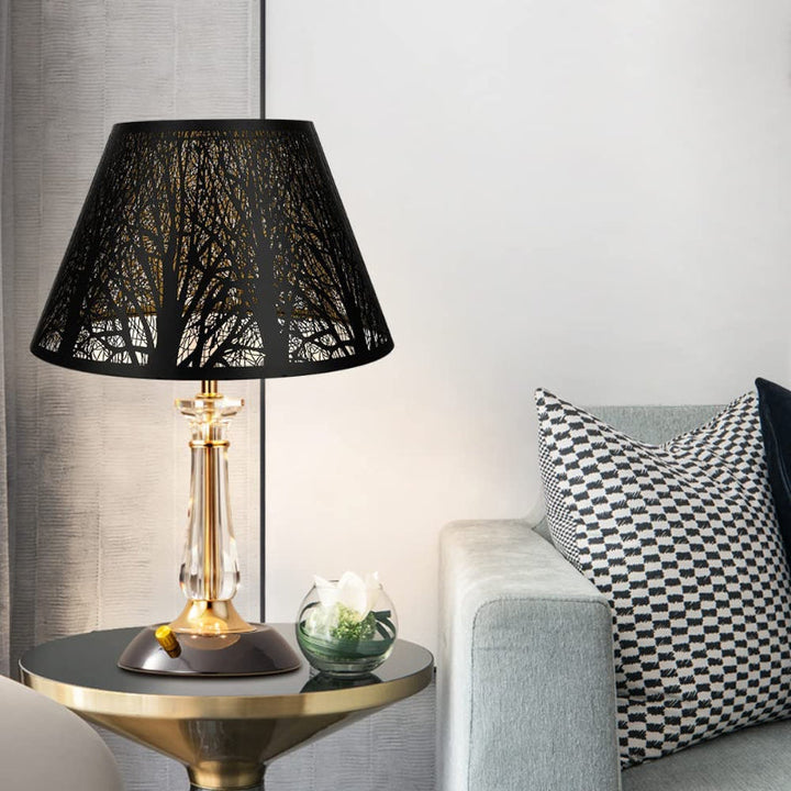 Skanto | Medium lampeskjerm, fat stoff lampeskjerm for bordlampe og gulvlampe, 7x13x7.8 tommer, naturlig ventilert lin, håndlaget, edderkopp (hvit)