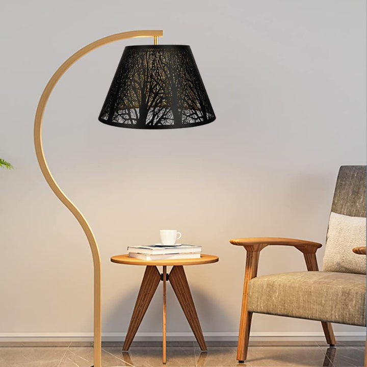 Skanto | Medium lampeskjerm, fat stoff lampeskjerm for bordlampe og gulvlampe, 7x13x7.8 tommer, naturlig ventilert lin, håndlaget, edderkopp (hvit)
