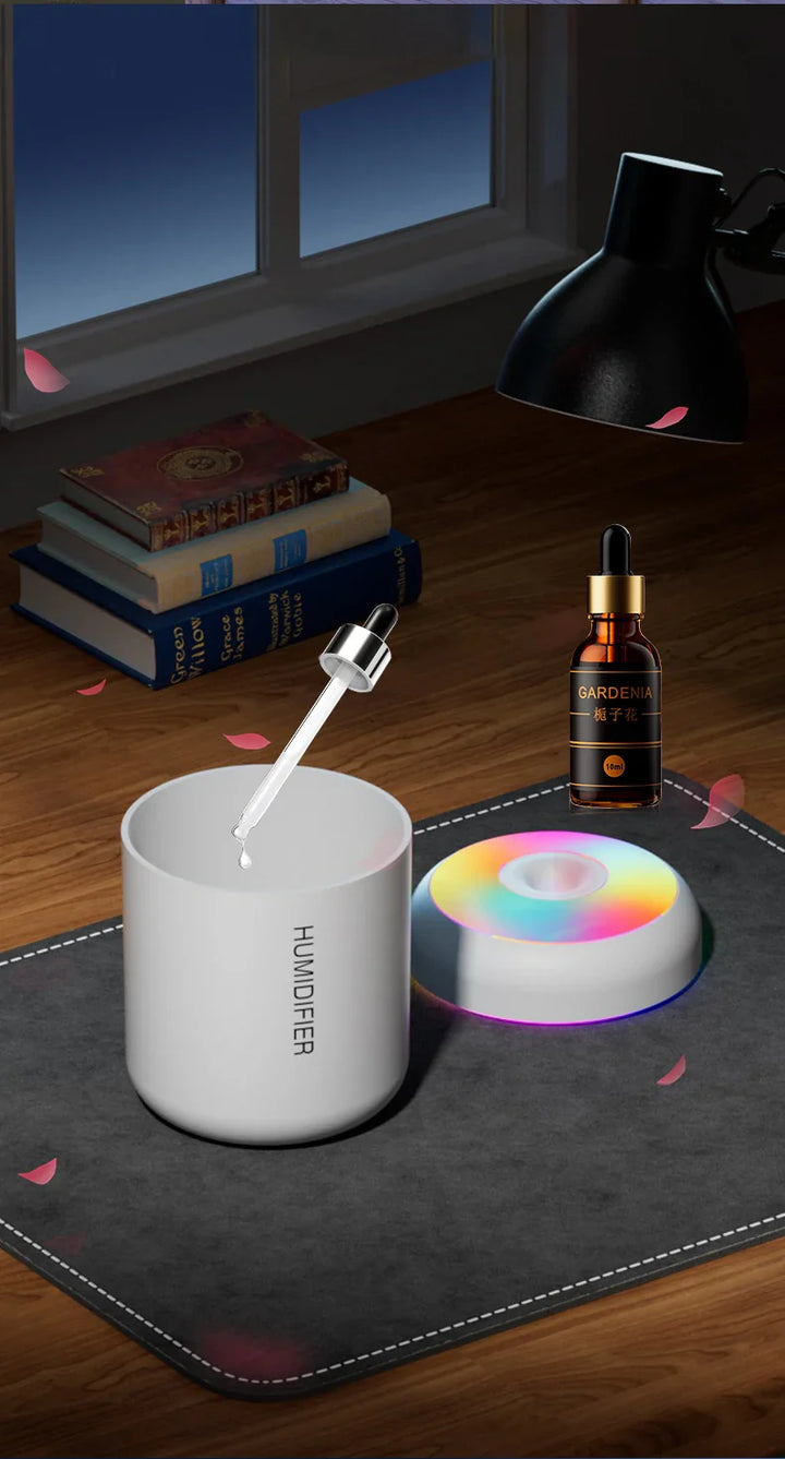 Skanto | MINI LUFTFUKTER MED AROMATERAPI - USB-DREVET - PERFEKT FOR BIL OG SOVEROM