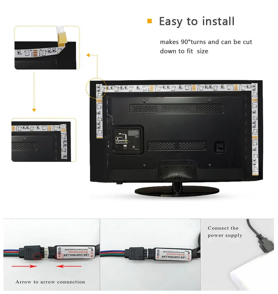 USB LED STRIPE MED FARGEMINE - RGB LYS TIL ROMDEKORASJON & TV BELYSNING | Skanto