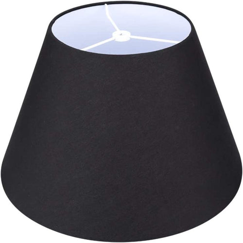 Skanto | Medium lampeskjerm, fat stoff lampeskjerm for bordlampe og gulvlampe, 7x13x7.8 tommer, naturlig ventilert lin, håndlaget, edderkopp (hvit)