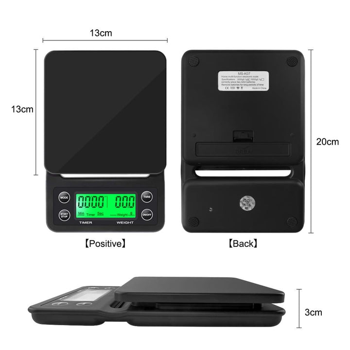 Drip Coffee Scale W/ Timer Portable Elektronisk Digital Kjøkkenvekt | Skanto