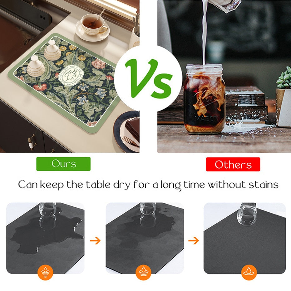 Tørkematte Kjøkkenbenk Gummi Kaffe Bar Tilbehør Kaffe Matter Pader | Skanto