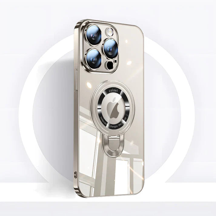 Skanto | iPhone MagSafe-serien | Transparent elektroplaterte roterende stasjonær telefonveske