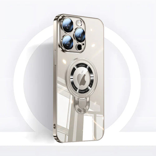 Skanto | iPhone MagSafe-serien | Transparent elektroplaterte roterende stasjonær telefonveske