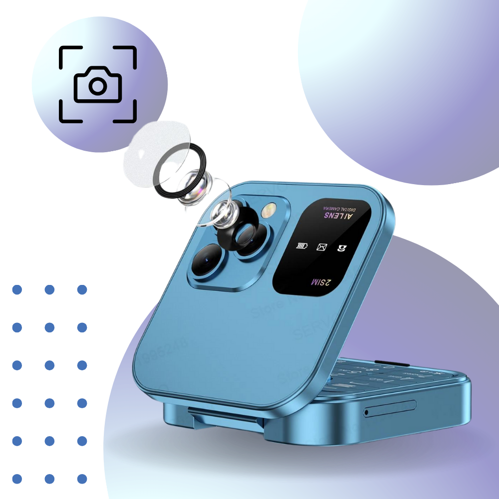 Liten sammenleggbar mobiltelefon med dobbelt sim-kort