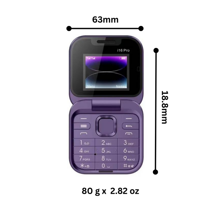 Liten sammenleggbar mobiltelefon med dobbelt sim-kort