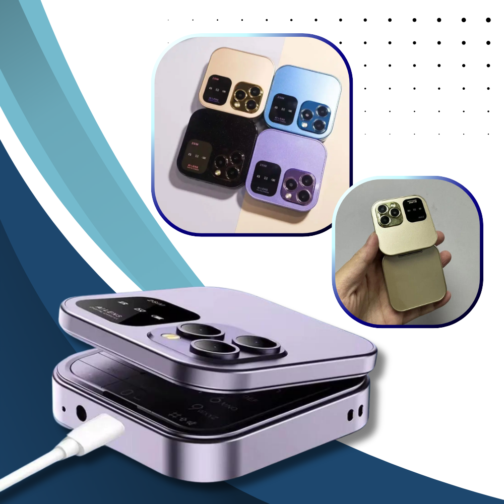 Liten sammenleggbar mobiltelefon med dobbelt sim-kort