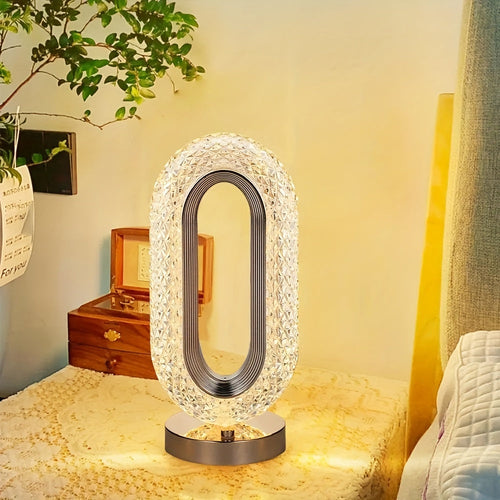 LuxeGlow – Elegant Oval Crystal Table Lamp Skanto