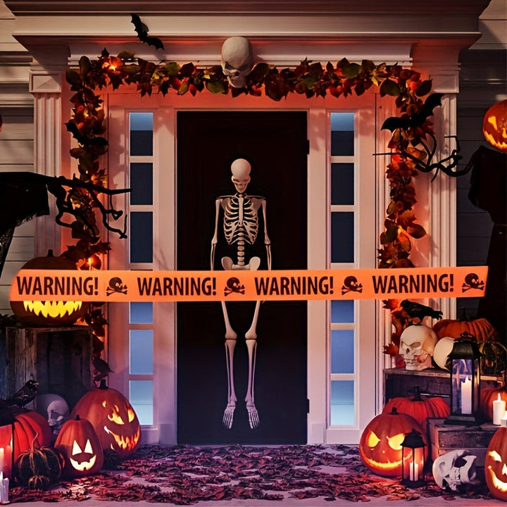 Skanto | Halloween Warning Tape Plastisk Skalle Banner
