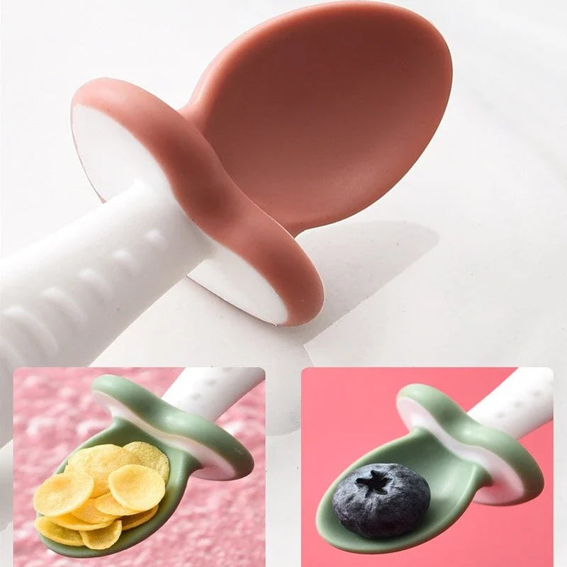 Norvo | Baby Bestikk Sett – Ergonomisk Skje og Gaffel laget av Silikon for Småbarn