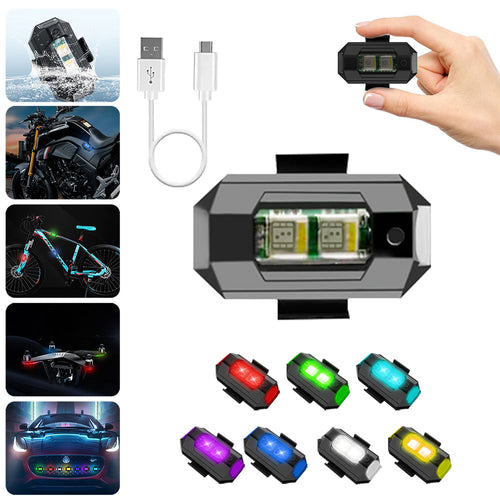 7 farger LED flylys strobe og USB lader | Skanto