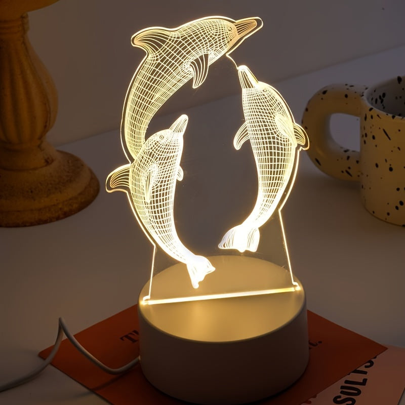 GeoDolphin - Trendy 3D Illusion Bordlampe Skanto