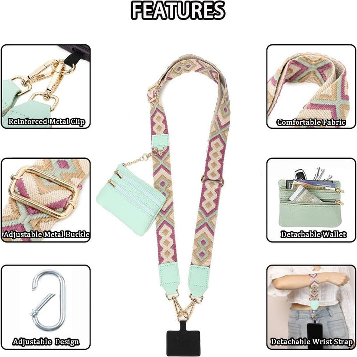 Skanto | Stilig Crossbody Telefon Lanyard med Avtakbar Mini Lommebok