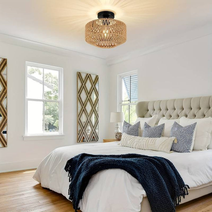 Skanto | WovenCap Taklampe - Boho Chic - Rustikk Eleganse - Moderne Allsidighet