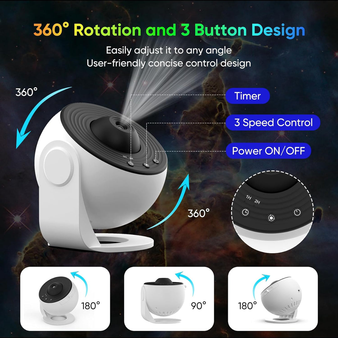 Skanto | 360° AstroLuxe Stjerneprojektor — Forvandl rommet ditt til din personlige avslapningsgalakse full av magiske stjerneløyeblikk