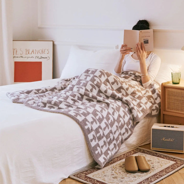 Skanto | Cozy To Farge Sjakkbrett Rutete Strikket Kaste Teppe