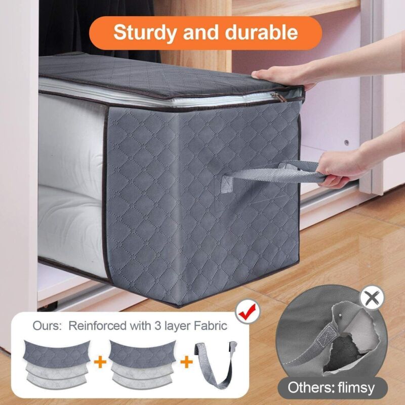 Norvo | Klær Quilt Teppe Oppbevaringsbag Stoff Hjem Organisator Boks Poser Glidelås